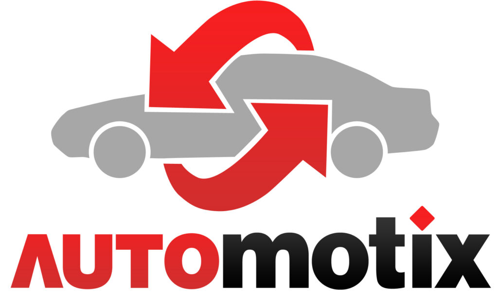 The Automotix logo, featuring a red and grey icon of a car with two arrows indicating exchange or recycling, and the word 'Automotix' below it.