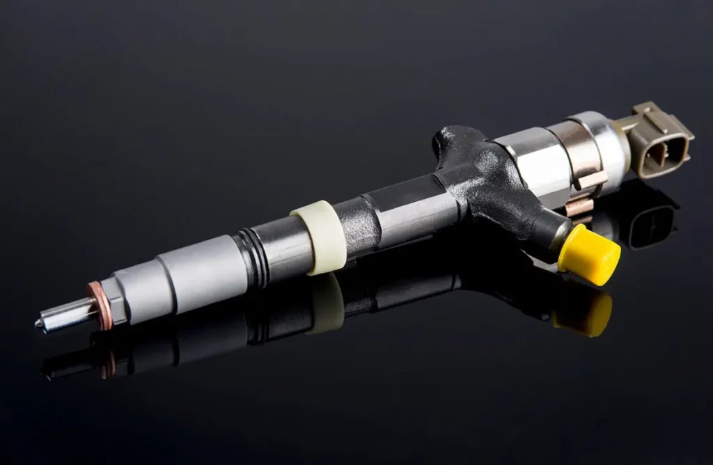 A sleek, high-precision diesel fuel injector, critical for atomizing and delivering fuel.